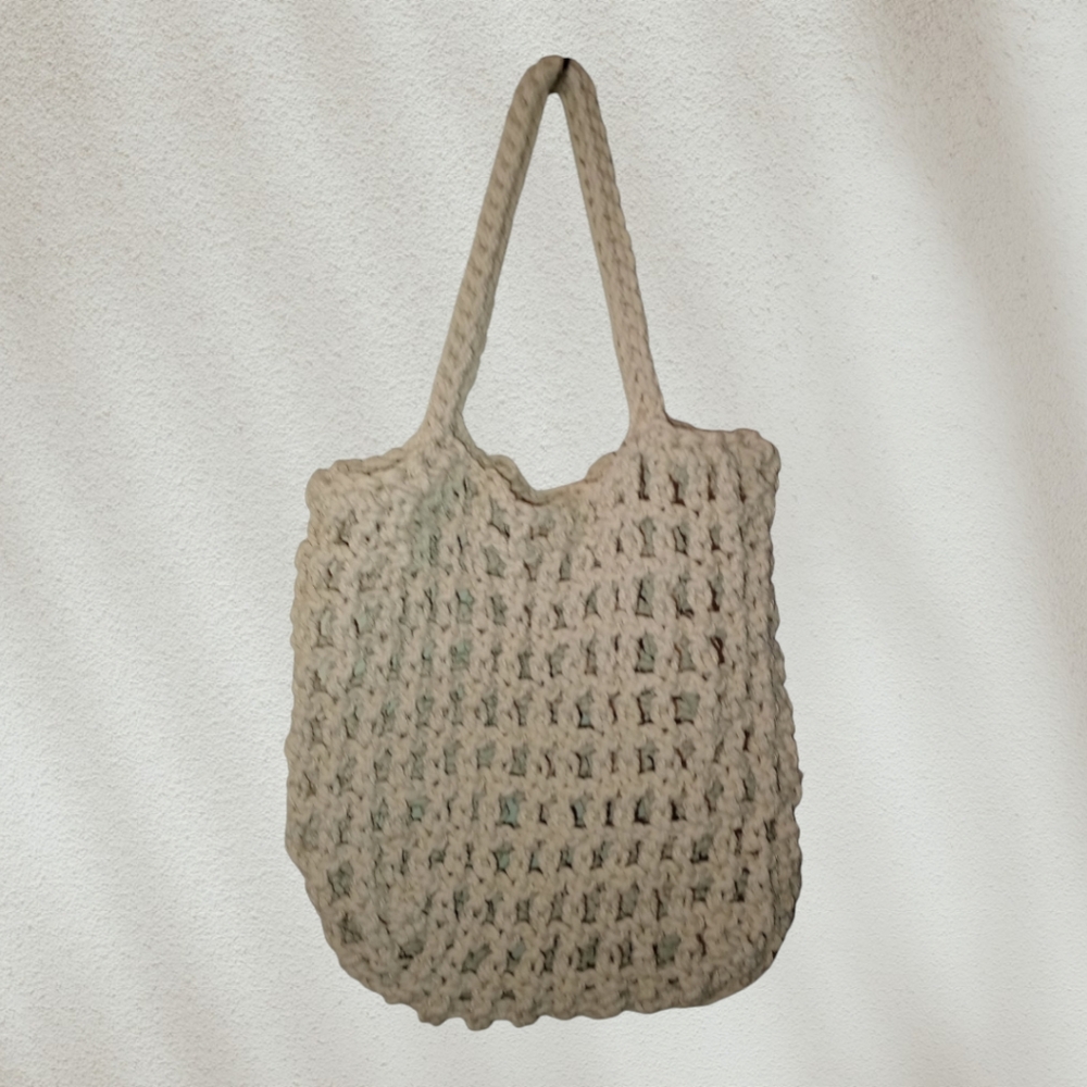Handmade Tote Market Bag, Cream or Natural, Crocheted